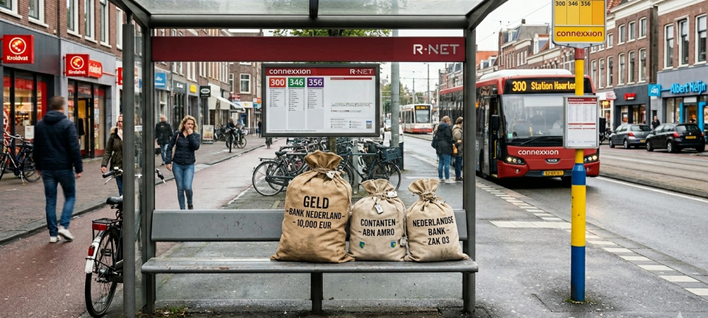 Bushalte met geld